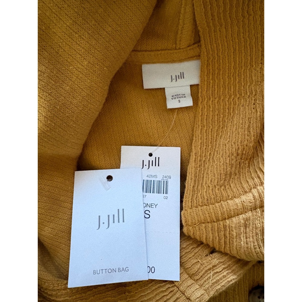 J. Jill Honey Yellow Textured Henley Hoodie Top NWT Size S 42MS-2409 - Picture 3 of 4